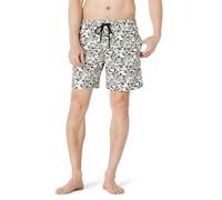 Amazon Essentials Short de Bain avec Doublure en Maille, Poches et Fermeture à Cordon Homme, Noir Ivoire Feuilles Tropicales, XS
