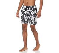 Amazon Essentials Short de Bain de 18cm avec Doublure en Maille, Poches, Fermeture à Cordon Homme, Noir Fleur D'hibiscus, S