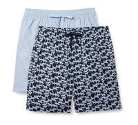 Amazon Essentials Short de Pyjama et de Détente en Popeline de Coton Extensible Homme, Lot de 2, Bleu Grisé/Zèbre, XXS