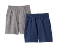 Amazon Essentials Short Décontracté en Tissu Technique Doux, Coupe Standard avec Poches Garçon, Lot de 2, Gris Teinture Spatiale / Bleu Marine Teinture Spatiale, 5 ans