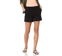Amazon Essentials Short kaki taille mi-haute pour femme, couture d'entrejambe de 12,7 cm, coupe ajustée (disponible en coupes droites et courbées), noir, 46