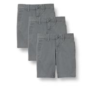 Amazon Essentials Short Plat à l’Avant tissé, Aspect Uniforme, Infroissable Garçon, Lot de 3, Charbon, 11 Ans Slim