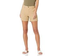 Amazon Essentials Short Type Chino à Taille Mi-Haute et Coupe Ajustée, Entrejambe de 12,7cm (Disponible en Coupe Droite et pour Silhouettes Galbées) Femme, Brun Kaki, 40-42