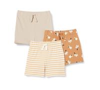 Amazon Essentials Shorts à Enfiler en Coton Mixte Bébé, Lot de 3, Lion et Poney/Rayures/Taupe, 0-3 mois