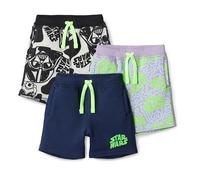 Amazon Essentials Shorts en Maille Éponge Garçon, Lot de 3, Star Wars, 4 ans