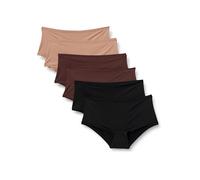 Amazon Essentials Shorty en Microfibre Femme, Lot de 6, Bronze Lavé/Noir/Noisette, 46