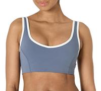 Amazon Essentials Soutien-Gorge de Sport Active FormFlex à Col en V et Bordure Contrastante, Ultra Doux, Soutien Léger Femme, Blanc/Gris Ardoise, S