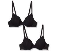 Amazon Essentials Soutien-Gorge T-Shirt Confortable à Armature Femme, Lot de 2, Noir, 90C