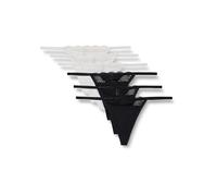 Amazon Essentials String Ficelle en Microfibre avec Bordure en Dentelle Femme, Lot de 6, Noir/Blanc, 48