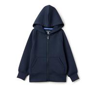 Amazon Essentials Sweat-shirt à Capuche en Tissu Technique Respirant, Coupe Décontractée, Fermeture Éclair Intégrale et Trous pour les Doigts Garçon, Bleu Marine, 10 ans