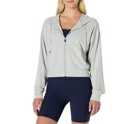 Amazon Essentials Sweat-Shirt Court et Zippé à Capuche pour le Sport, Doux, Léger et Performant Femme, Gris Colombe Teinture Spatiale, L