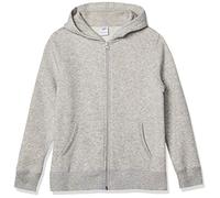 Amazon Essentials Sweatshirts à Capuche en Polaire avec Fermeture Éclair Garçon, Gris Clair Chiné, 9 Ans