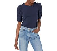 Amazon Essentials T-Shirt à Col Rond à Manches Courtes Bouffantes, Coupe Classique Femme, Bleu Marine, XL