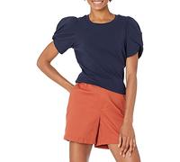 Amazon Essentials T-shirt à Col Rond et Manches Bouffantes, Coupe Classique Femme, Bleu Marine, XL