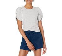 Amazon Essentials T-shirt à Col Rond et Manches Bouffantes, Coupe Classique Femme, Gris Clair Chiné, M