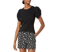 Amazon Essentials T-shirt à Col Rond et Manches Bouffantes, Coupe Classique Femme, Noir, XL