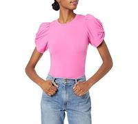 Amazon Essentials T-shirt à Col Rond et Manches Bouffantes, Coupe Classique Femme, Rose Vif, XS
