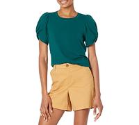 Amazon Essentials T-shirt à Col Rond et Manches Bouffantes, Coupe Classique Femme, Vert Forêt, M