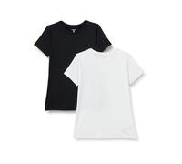Amazon Essentials T-shirt à Col Rond et Manches Courtes, Tissu Technique et Extensible à Séchage Rapide Femme, Lot de 2, Blanc/Noir, XXL