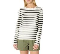 Amazon Essentials T-shirt à Manches Longues 100% Coton, Coupe Classique Femme, Coquille D’œuf Noir Mariner Rayures, XXS