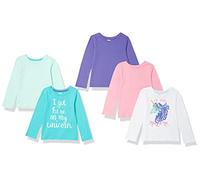 Amazon Essentials T-shirt à manches longues (anciennement Spotted Zebra) Fille, Lot de 5, Blanc Licorne/Bleu/Rose/Vert/Violet, 11-12 ans