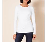 Amazon Essentials T-Shirt à Manches Longues, Col Rond, Coupe Classique (Disponible en Grande Taille) Femme, Blanc, XL