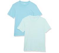 Amazon Essentials T-shirt ajusté à encolure ronde et manches courtes Homme, Lot de 2, Bleu Clair/Bleu des Mers du Sud, S