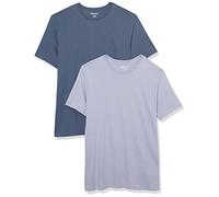 Amazon Essentials T-shirt ajusté à encolure ronde et manches courtes Homme, Lot de 2, Bleu Délavé/Lavande, L