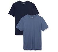 Amazon Essentials T-shirt ajusté à encolure ronde et manches courtes Homme, Lot de 2, Bleu Foncé/Bleu Marine, S