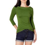 Amazon Essentials T-shirt Col Bateau Coupe Ajustée à Manches 3/4 Femme, Vert, XXL