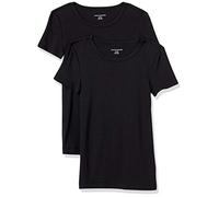 Amazon Essentials T-Shirt Col Rond à Manches Courtes Coupe Ajustée Femme, Lot de 2