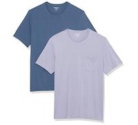 Amazon Essentials T-Shirt Col Rond à Une Poche et Manches Courtes Homme, Lot de 2, Bleu Délavé/Lavande, XL