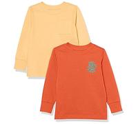 Amazon Essentials T-shirt côtelé à manches longues Mixte Enfante, Lot de 2, Orange Clair/Orange Melon Serpent, 5 ans