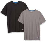 Amazon Essentials T-Shirt de Sport en Tissu Technique, Haute Performance (Disponible En Grande Taille) Homme, Lot de 2, Gris Medio/Noir, L