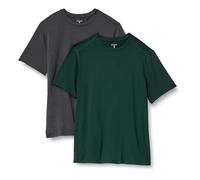 Amazon Essentials T-shirt Léger à Manches Courtes, Tissu Technique et Extensible qui Évacue l’Humidité et Sèche Rapidement Homme, Lot de 2, Gris Graphite Chiné/Vert Foncé, XL