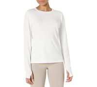 Amazon Essentials T-shirt Léger d’Entraînement, de Yoga et de Gym à Manches Longues et Col Rond en Coton Doux Adapté aux Activités Physiques, Coupe Classique Femme, Blanc, M