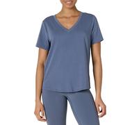Amazon Essentials T-shirt Léger d’Entraînement et de Yoga à Manches Courtes et Col en V en Coton Doux Adapté aux Activités Physiques, Coupe Décontractée Femme, Gris Ardoise, S