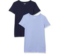 Amazon Essentials T-Shirt Ras-Du-Cou à Manches Courtes, Coupe Standard Femme, Lot de 2, Bleu Marine/Violet, M