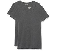 Amazon Essentials T-Shirt Ras-Du-Cou à Manches Courtes, Coupe Standard Femme, Lot de 2, Charbon Chiné, S