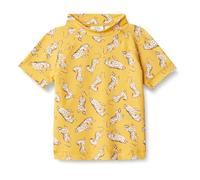 Amazon Essentials T-Shirt Rashguard à Manches Courtes Fille, Jaune Doré Beige Léopard, 8 Ans