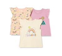 Amazon Essentials T-shirt sans manches à volants Fille, Lot de 3, Badges/Déambuler/Licorne, 9 ans