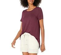 Amazon Essentials T-shirt swing à manches courtes et décolleté, coupe décontractée (grandes tailles disponibles) Femme, Bordeaux, XXL