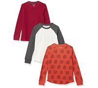 Amazon Essentials T-shirt thermique en maille à manches longues Garçon, Lot de 3, Blanc/Orange Tigre/Rouge, 2 ans