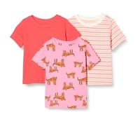 Amazon Essentials T-shirts à Manches Courtes Mixte Bébé, Lot de 3, Rayures/Rouge/Tigre, 3-6 mois