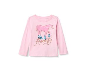 Amazon Essentials T-Shirts à Manches Longues Fille, Rose Pastel Howdy, 4 ans