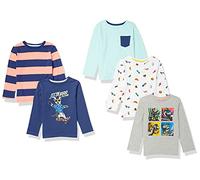 Amazon Essentials T-Shirts à Manches Longues Garçon, Lot de 5, Blanc/Bleu Clair/Bleu Marine, 3 ans