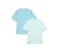 Amazon Essentials T-Shirts Col en v à Manches Courtes Homme, Lot de 2, Bleu Clair/Bleu des Mers du Sud, L