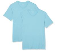 Amazon Essentials T-Shirts Col en v à Manches Courtes Homme, Lot de 2, Bleu des Mers du Sud, M