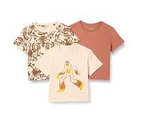 Amazon Essentials T-shirts en coton Garçon, Lot de 3, Terracota/Visages de Tigre/Yéti, 10 ans