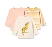 Amazon Essentials T-shirts Manches Longues 100 % Coton Coupe Décontractée Mixte Enfante, Lot de 3, Guépard/Rayures, XXL